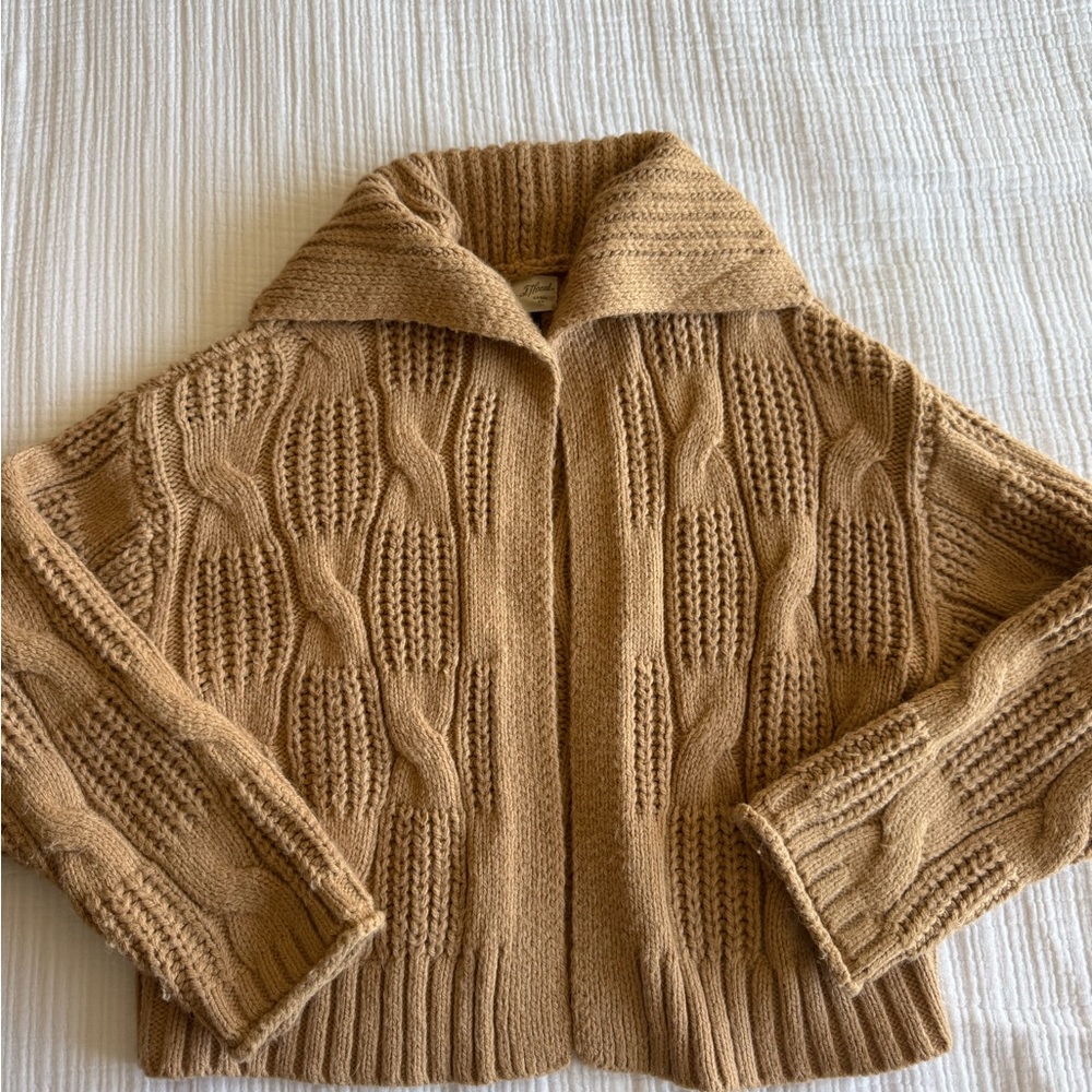 Universal Thread Cable Knit Cardigan in Tan